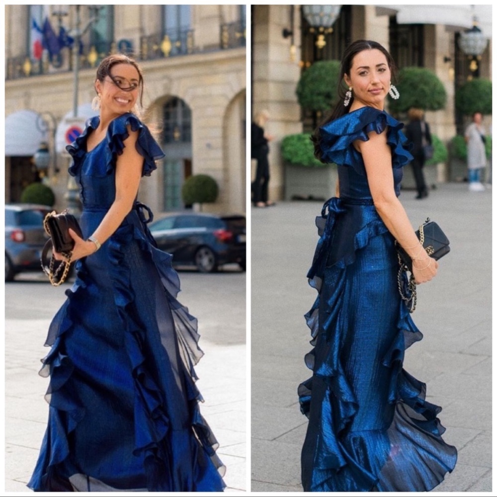 Alice McCall Night Moves Gown in Dark Blue Metallic size 0